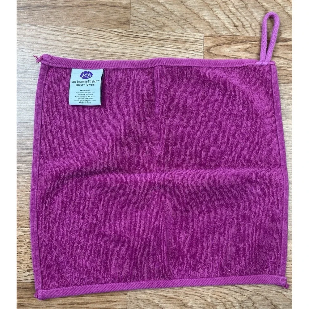 Set of 2 Joy Mangano Joy Supreme Stretch Luxury Hanging Washcloth Towel Pink NEW